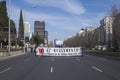 Taxi drivers demonstrate against the Ã¢â¬ÅUberizationÃ¢â¬Â of the service in Madrid, Spain Royalty Free Stock Photo